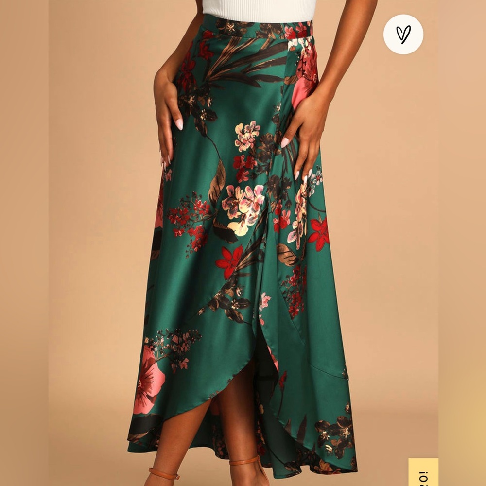 Lulu’s Floral Emerald Green Dress